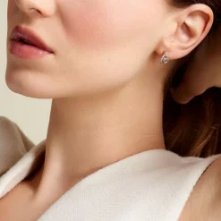 New Histoire d'Or Créoles Clothilde Or Jaune Topaze Oxyde De Zirconium or jaune topaze bleu sky