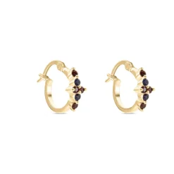 Histoire d'Or Créoles Céphée Plaqué Or Doré Pierres De Synthèses* Boucles D'Oreilles|Boucles D'Oreilles Fantaisie