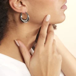 Discount Histoire d'Or Créoles Creolia acier blanc