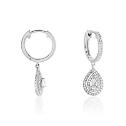 Histoire d'Or Créoles Diamina Or Blanc Diamant* Boucles D'Oreilles|Boucles D'Oreilles Créoles