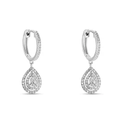 Histoire d'Or Créoles Diamina Or Blanc Diamant* Boucles D'Oreilles|Boucles D'Oreilles Créoles