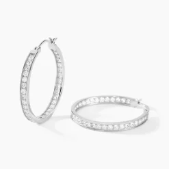 Clearance Histoire d'Or Créoles Django Argent Blanc Oxyde De Zirconium