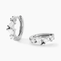 Clearance Histoire d'Or Créoles Eitane Argent Blanc Oxyde De Zirconium