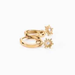 Online Histoire d'Or Créoles Ellie Plaque Or Jaune Oxyde De Zirconium