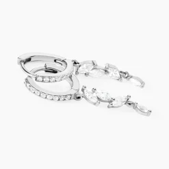 Histoire d'Or Créoles Elnore Argent Blanc Oxyde De Zirconium* Boucles D'Oreilles|Boucles D'Oreilles Fantaisie