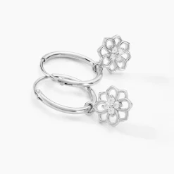 Discount Histoire d'Or Créoles Embelia Argent Blanc Oxyde De Zirconium