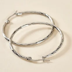 Hot Histoire d'Or Créoles Esaias Acier Blanc