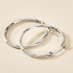 Histoire d'Or Créoles Esaias Acier Blanc* Boucles D'Oreilles|Boucles D'Oreilles Fantaisie