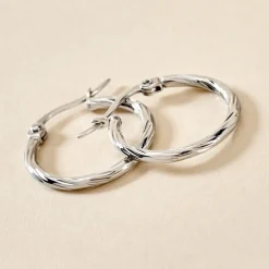 Histoire d'Or Créoles Esaias Acier Blanc* Boucles D'Oreilles|Boucles D'Oreilles Fantaisie