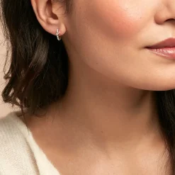 Online Histoire d'Or Créoles Fane Argent Rhodié Oxyde De Zirconium argent blanc oxyde fuschia