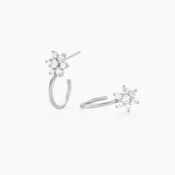 Discount Histoire d'Or Créoles Galliane Argent Blanc Oxyde De Zirconium