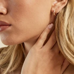 Discount Histoire d'Or Créoles Gianna Plaqué Or Jaune Oxyde De Zirconium plaqué or dore oxyde rose