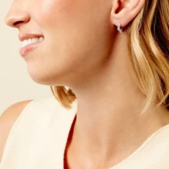 Online Histoire d'Or Créoles Ginnie Argent Blanc Oxyde De Zirconium