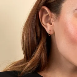 Histoire d'Or Créoles Green Peas Or Jaune Emeraude