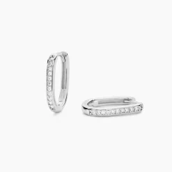 Discount Histoire d'Or Créoles Haniya Argent Blanc Oxyde De Zirconium