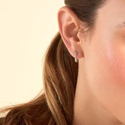 Discount Histoire d'Or Créoles Haniya Argent Blanc Oxyde De Zirconium