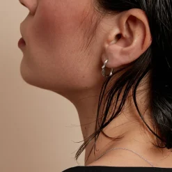 Sale Histoire d'Or Créoles Infini Pop Argent Blanc Oxyde De Zirconium