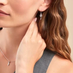 Histoire d'Or Créoles Islene Argent Blanc Oxyde De Zirconium* Boucles D'Oreilles|Boucles D'Oreilles Fantaisie