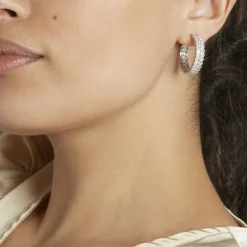 Histoire d'Or Créoles Jovan Argent Blanc Oxyde De Zirconium* Boucles D'Oreilles|Boucles D'Oreilles Créoles