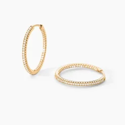 New Histoire d'Or Créoles Karolina Rondes Plaqué Or Jaune Oxyde De Zirconium