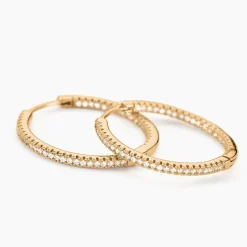 New Histoire d'Or Créoles Karolina Rondes Plaqué Or Jaune Oxyde De Zirconium