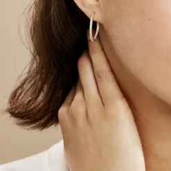 New Histoire d'Or Créoles Karolina Rondes Plaqué Or Jaune Oxyde De Zirconium