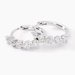 Histoire d'Or Créoles Katana Or Blanc Diamant Synthétique* Boucles D'Oreilles|Boucles D'Oreilles Créoles