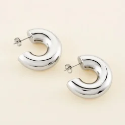 Outlet Histoire d'Or Créoles Letty acier blanc sans pierre