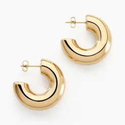 Histoire d'Or Créoles Letty Acier Jaune Sans Pierre acier dore sans pierre