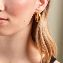 Histoire d'Or Créoles Letty Acier Jaune Sans Pierre acier dore sans pierre