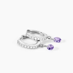 Online Histoire d'Or Créoles Lisenn Argent Blanc Oxyde De Zirconium