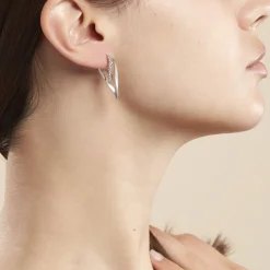 Histoire d'Or Créoles Luna Or Blanc Strass* Boucles D'Oreilles|Boucles D'Oreilles Créoles