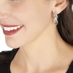 Histoire d'Or Créoles Luna Or Blanc Strass* Boucles D'Oreilles|Boucles D'Oreilles Créoles