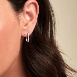 Histoire d'Or Créoles Lutetia Argent Blanc Oxyde De Zirconium* Boucles D'Oreilles|Boucles D'Oreilles Fantaisie