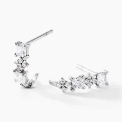 Online Histoire d'Or Créoles Marquis Or Blanc Oxyde De Zirconium