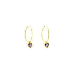 New Histoire d'Or Créoles Marsie Coeur Or Jaune Amethyste
