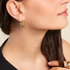 Histoire d'Or Créoles Melrose Acier Jaune