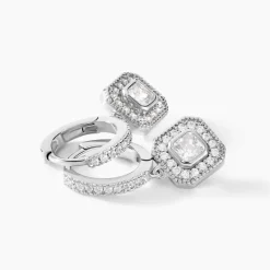 Histoire d'Or Créoles Ninette Argent Blanc Oxyde De Zirconium* Boucles D'Oreilles|Boucles D'Oreilles Créoles