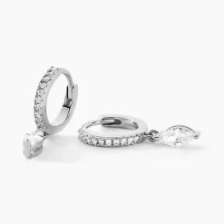 Histoire d'Or Créoles Ninette Argent Blanc Oxyde De Zirconium* Boucles D'Oreilles|Boucles D'Oreilles Fantaisie
