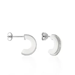 Histoire d'Or Créoles Noci Argent Blanc Céramique Et Oxyde De Zirconium* Boucles D'Oreilles|Boucles D'Oreilles Fantaisie