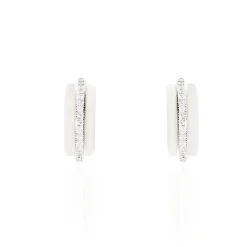 Histoire d'Or Créoles Noci Argent Blanc Céramique Et Oxyde De Zirconium* Boucles D'Oreilles|Boucles D'Oreilles Fantaisie