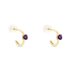 Histoire d'Or Créoles Nottingham Or Jaune Améthyste* Boucles D'Oreilles|Boucles D'Oreilles Créoles