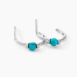 Histoire d'Or Créoles Ocean Argent Blanc Turquoise* Boucles D'Oreilles|Boucles D'Oreilles Fantaisie