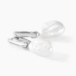 Histoire d'Or Créoles Onassis Argent Blanc Perle De Culture