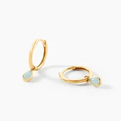 Histoire d'Or Créoles Ondée Or Jaune Amazonite* Boucles D'Oreilles|Boucles D'Oreilles Créoles