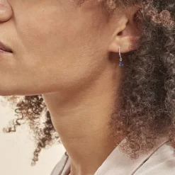 Histoire d'Or Créoles Or Blanc  Saphir Et Diamants* Boucles D'Oreilles|Boucles D'Oreilles Créoles