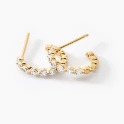 Histoire d'Or Créoles Or Jaune Chylan Oxydes De Zirconium* Boucles D'Oreilles|Boucles D'Oreilles Créoles