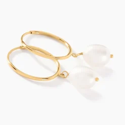 Histoire d'Or Créoles Or Jaune Perle De Culture* Boucles D'Oreilles|Boucles D'Oreilles Créoles