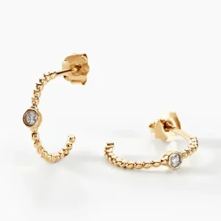 Histoire d'Or Créoles Pearly Effect Or Jaune Diamant* Boucles D'Oreilles|Boucles D'Oreilles Créoles