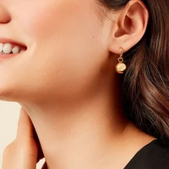 Histoire d'Or Créoles Perles Solaires Acier Jaune* Boucles D'Oreilles|Boucles D'Oreilles Fantaisie